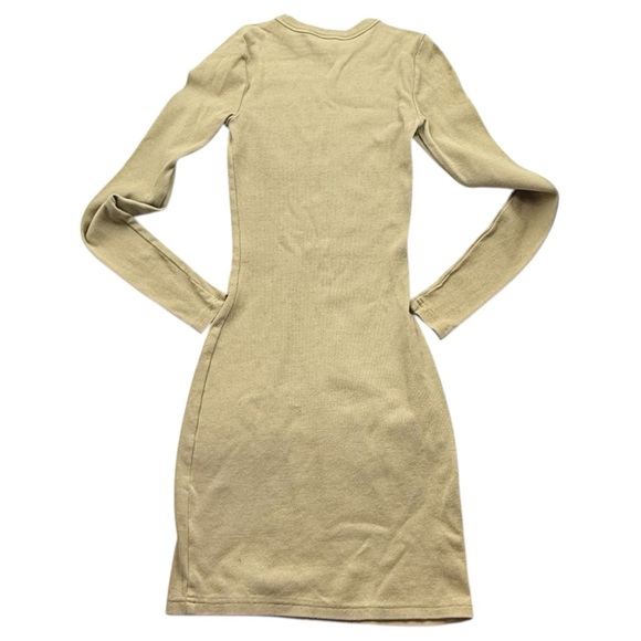 All Things Golden Ribbed Long Sleeve Bodycon Mini Dress XS Beige Neutral‎ Bundle - Picture 10 of 11